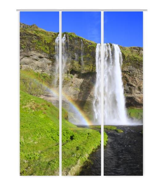 Seljalandsfoss Rainbow, Flächenvorhang 3er Set